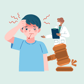 Junge Person mit Kopfschmerzen, symbolisiert Überforderung und Stress.
