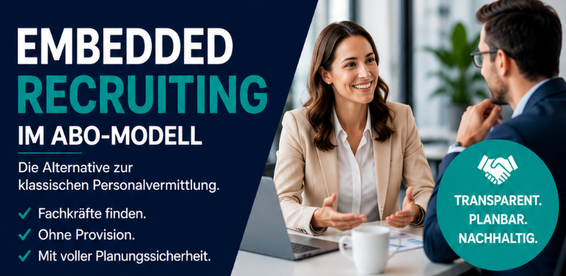 Embedded Recruiting im Abo-Modell Werbebanner mit Beratungsszene