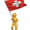 Men with flag. Switzerland. 3d